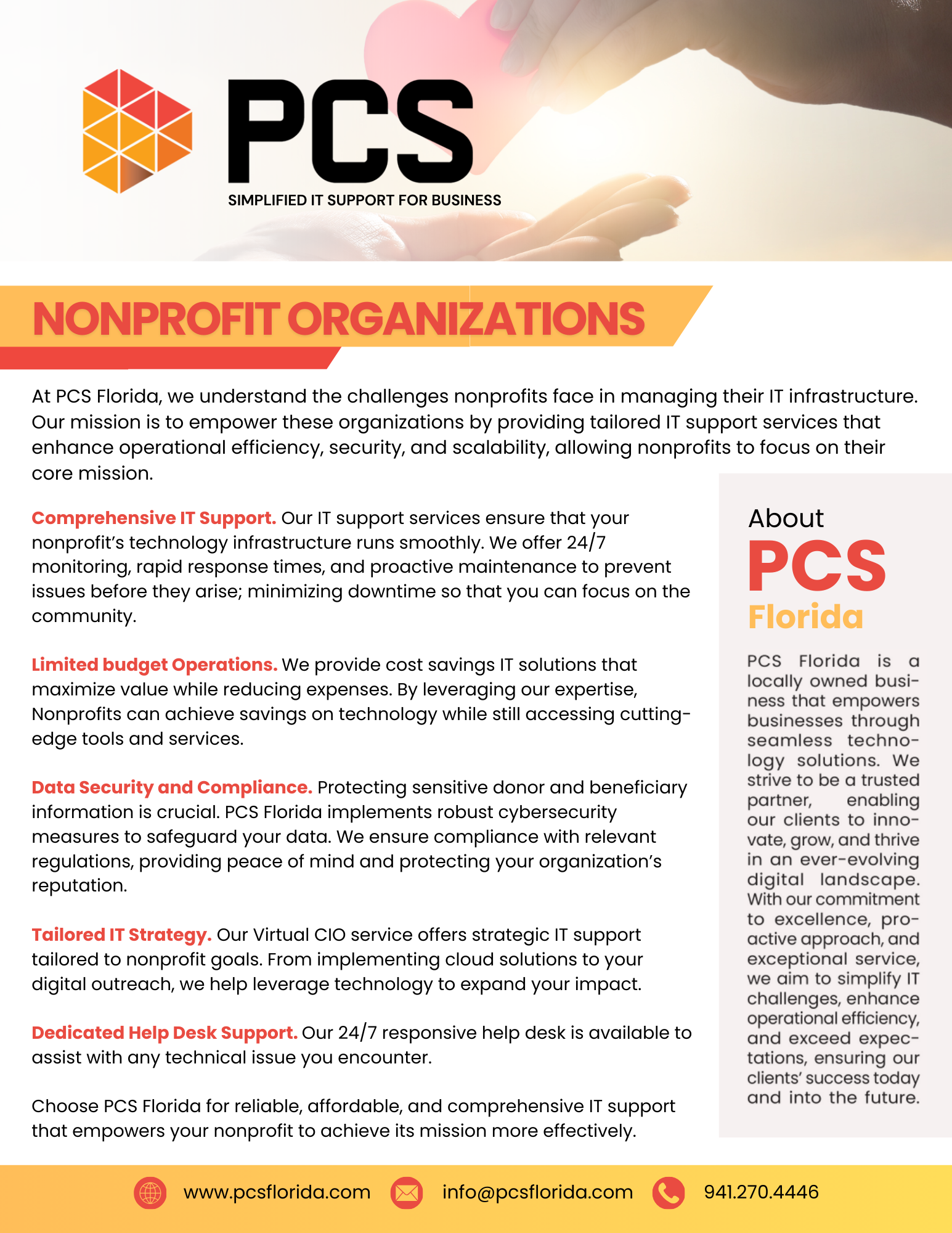 PCS Florida Nonprofit Organizations One Pager